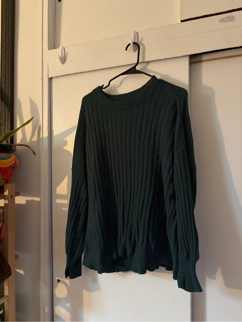 aerie Ribbed Crewneck Sweater in Dark Green